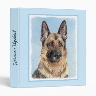 German Shepherd Painting - Cute Original Dog Art 3 Ring Binder