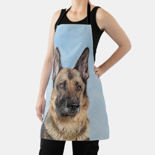 German Shepherd Painting _ Cute Original Dog Art Apron