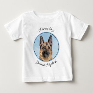 German Shepherd Painting - Cute Original Dog Art Baby T-Shirt