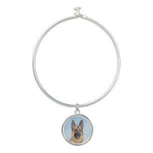 German Shepherd Painting - Cute Original Dog Art Bangle Bracelet