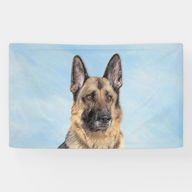 German Shepherd Painting - Cute Original Dog Art Banner (Horizontal)