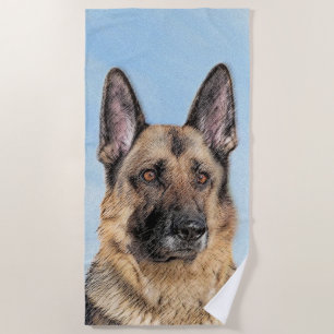 German Shepherd Painting - Cute Original Dog Art Beach Towel