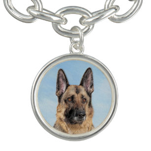 German Shepherd Painting - Cute Original Dog Art Bracelet