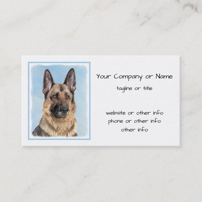 German Shepherd Painting - Cute Original Dog Art Business Card (Front)