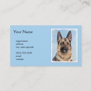German Shepherd Painting - Cute Original Dog Art Business Card