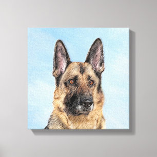 German Shepherd Painting - Cute Original Dog Art Canvas Print