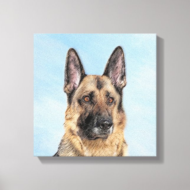 German Shepherd Painting - Cute Original Dog Art Canvas Print (Front)
