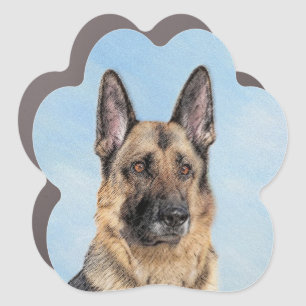 German Shepherd Painting - Cute Original Dog Art Car Magnet