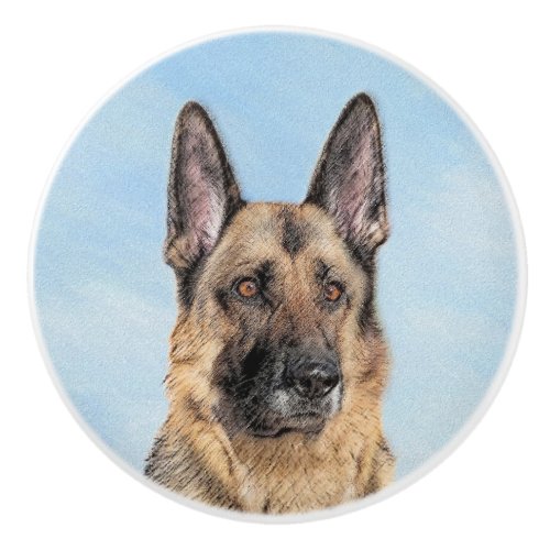 German Shepherd Painting _ Cute Original Dog Art Ceramic Knob