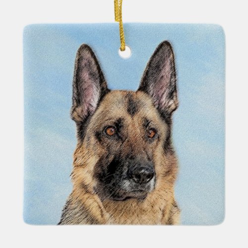 German Shepherd Painting _ Cute Original Dog Art Ceramic Ornament