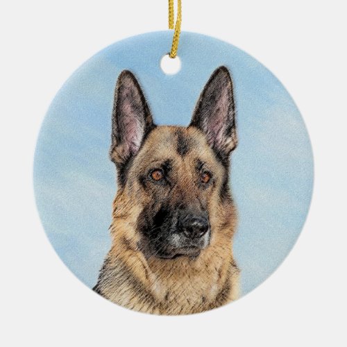 German Shepherd Painting _ Cute Original Dog Art Ceramic Ornament