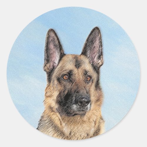 German Shepherd Painting _ Cute Original Dog Art Classic Round Sticker