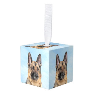 German Shepherd Painting - Cute Original Dog Art Cube Ornament