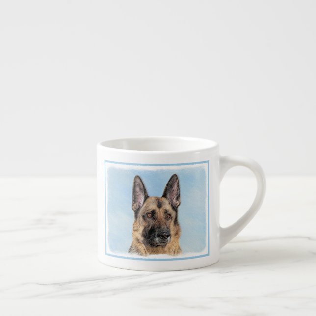 German Shepherd Painting - Cute Original Dog Art Espresso Cup (Right)