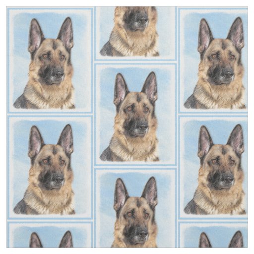 German Shepherd Painting - Cute Original Dog Art Fabric