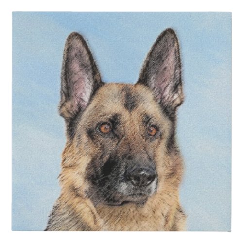 German Shepherd Painting _ Cute Original Dog Art Faux Canvas Print
