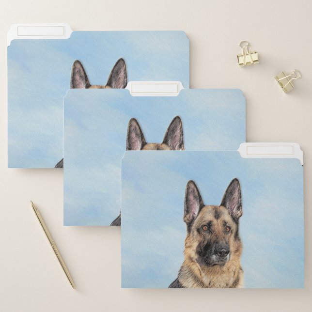 German Shepherd Painting - Cute Original Dog Art File Folder (Set)