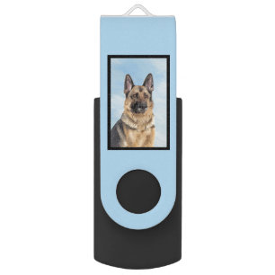 German Shepherd Painting - Cute Original Dog Art Flash Drive