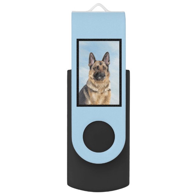 German Shepherd Painting - Cute Original Dog Art Flash Drive (Front Vertical)