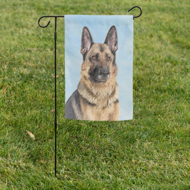 German Shepherd Painting - Cute Original Dog Art Garden Flag (In SItu)
