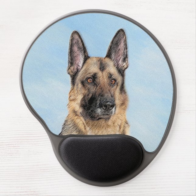 German Shepherd Painting - Cute Original Dog Art Gel Mouse Pad (Front)