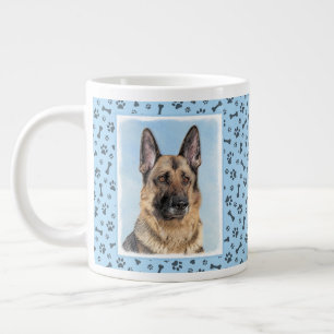 German Shepherd Painting - Cute Original Dog Art Giant Coffee Mug
