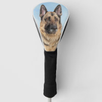 German Shepherd Painting - Cute Original Dog Art Golf Head Cover