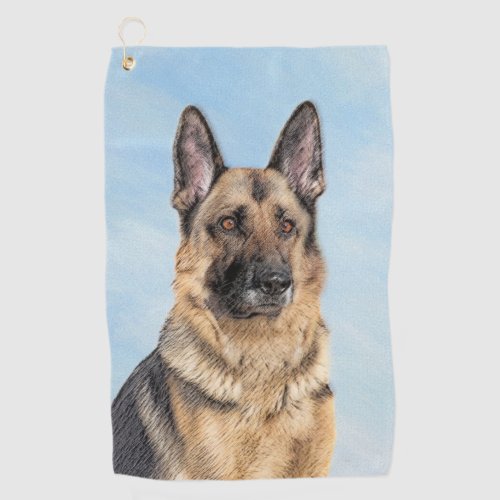 German Shepherd Painting _ Cute Original Dog Art Golf Towel