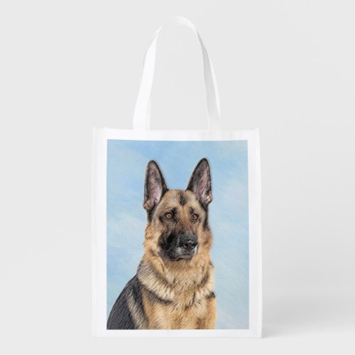 German Shepherd Painting _ Cute Original Dog Art Grocery Bag