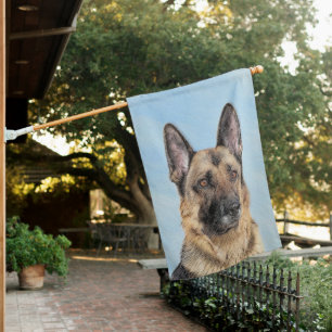 German Shepherd Painting - Cute Original Dog Art House Flag