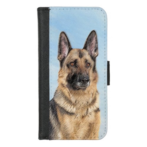 German Shepherd Painting _ Cute Original Dog Art iPhone 87 Wallet Case