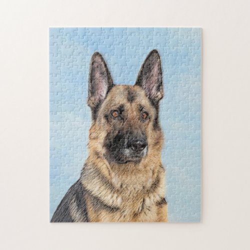 German Shepherd Painting _ Cute Original Dog Art Jigsaw Puzzle