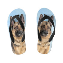 German Shepherd Painting - Cute Original Dog Art Kid's Flip Flops German Shepherd Painting - Cute Original Dog Art Kid's Flip Flops