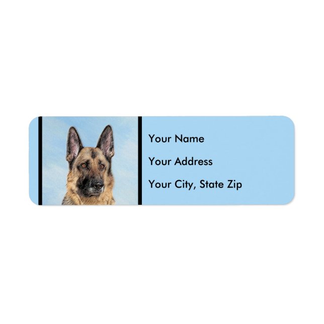 German Shepherd Painting - Cute Original Dog Art Label (Front)