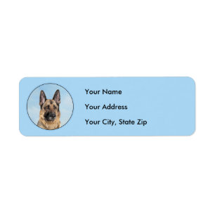 German Shepherd Painting - Cute Original Dog Art Label