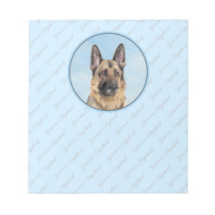 German Shepherd Painting - Cute Original Dog Art Notepad