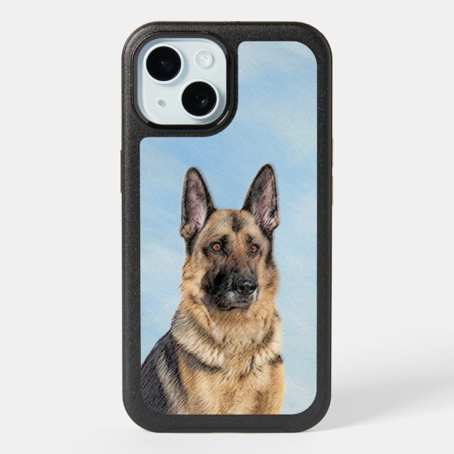 German Shepherd Painting - Cute Original Dog Art O iPhone 15 Case (Back)