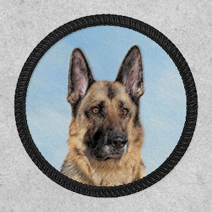 German Shepherd Painting - Cute Original Dog Art Patch