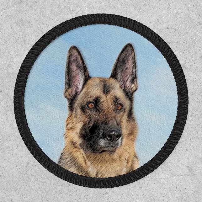 German Shepherd Painting - Cute Original Dog Art Patch (Front)
