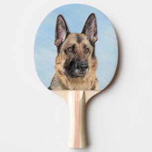 German Shepherd Painting - Cute Original Dog Art Ping Pong Paddle