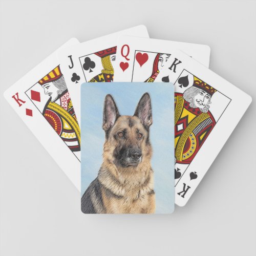 German Shepherd Painting _ Cute Original Dog Art Playing Cards