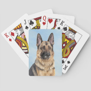German Shepherd Painting - Cute Original Dog Art Poker Cards