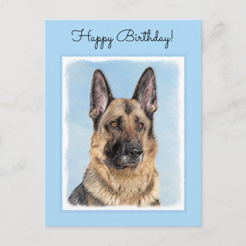 German Shepherd Painting _ Cute Original Dog Art Postcard