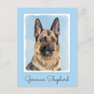 German Shepherd Painting - Cute Original Dog Art Postcard