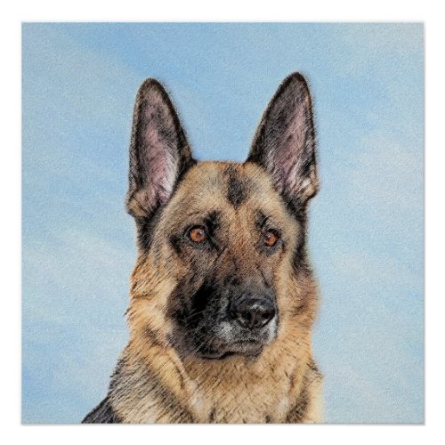 German Shepherd Painting _ Cute Original Dog Art Poster