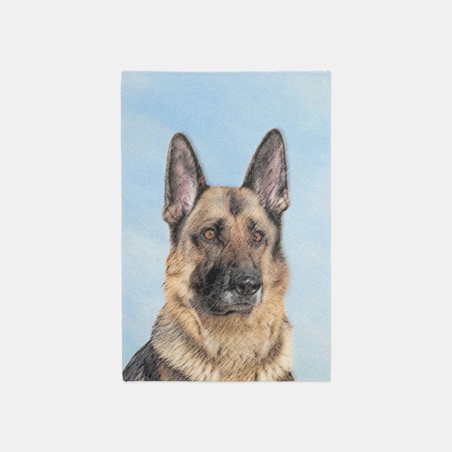 German Shepherd Painting - Cute Original Dog Art Rug (Front (Vertical))