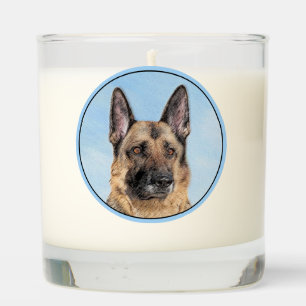 German Shepherd Painting - Cute Original Dog Art Scented Candle