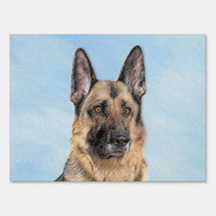German Shepherd Painting - Cute Original Dog Art Sign