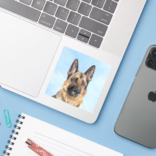 German Shepherd Painting - Cute Original Dog Art Sticker