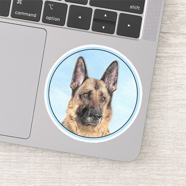 German Shepherd Painting - Cute Original Dog Art Sticker (Detail)